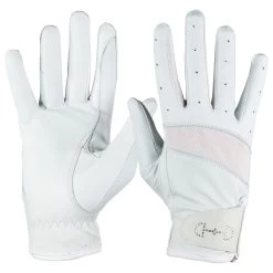 Horze Women's Leather Mesh Riding Gloves -Sports - Equestrian Riding Shop 31697 WH 1