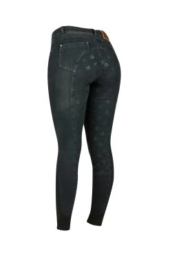 Dublin Shona Women's Full Grip Silicone Print Denim Breeches -Sports - Equestrian Riding Shop 333098 AG 1