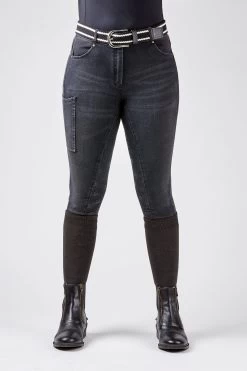 Dublin Shona Women's Full Grip Silicone Print Denim Breeches -Sports - Equestrian Riding Shop 333098 AG 3