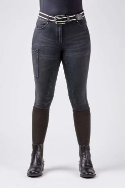 Dublin Shona Women's Full Grip Silicone Print Denim Breeches -Sports - Equestrian Riding Shop 333098 DNB 3