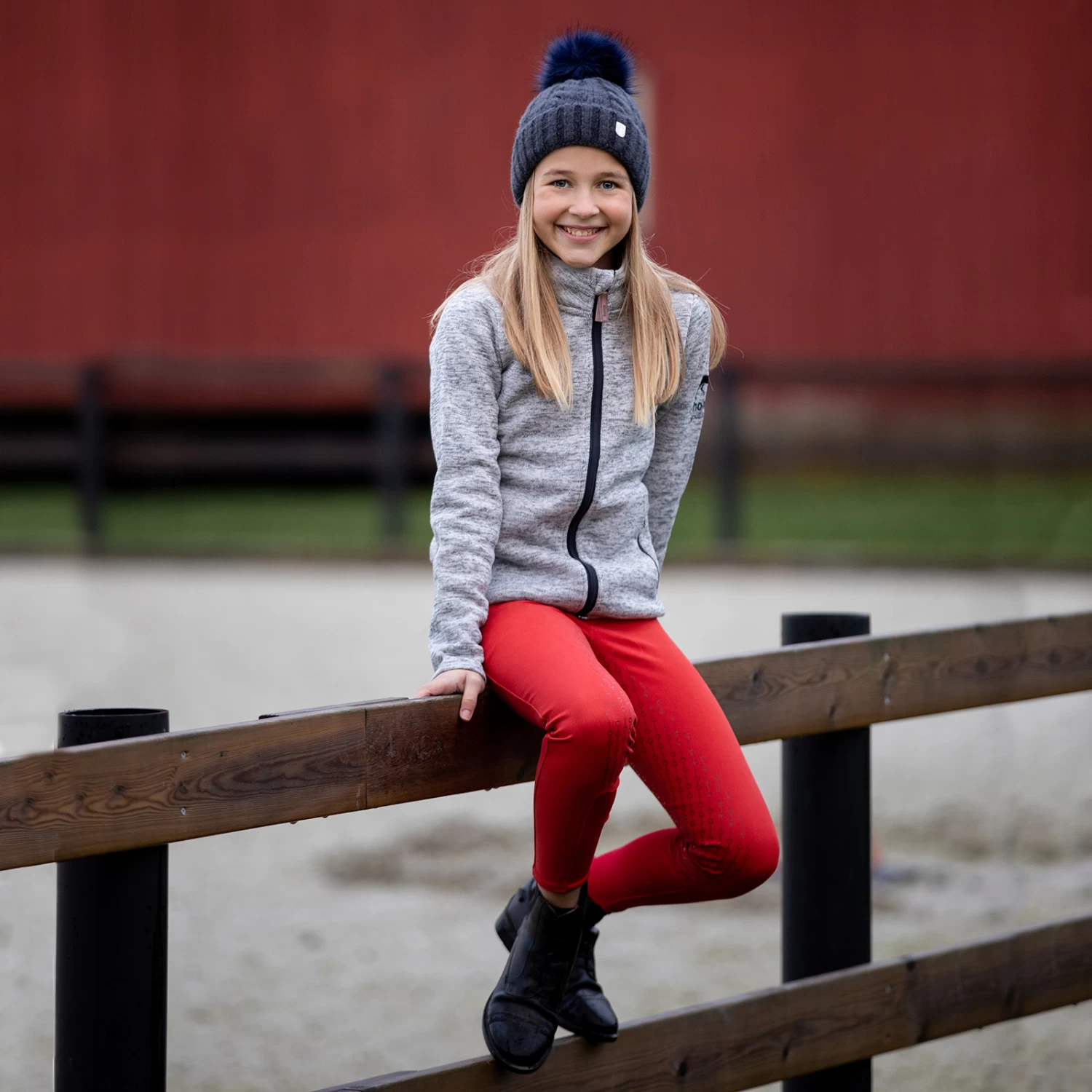 Horze Theodor Kids Mélange Knit Fleece Riding Jacket 6 Horze Theodor Kids Mélange Knit Fleece Riding Jacket - Image 4