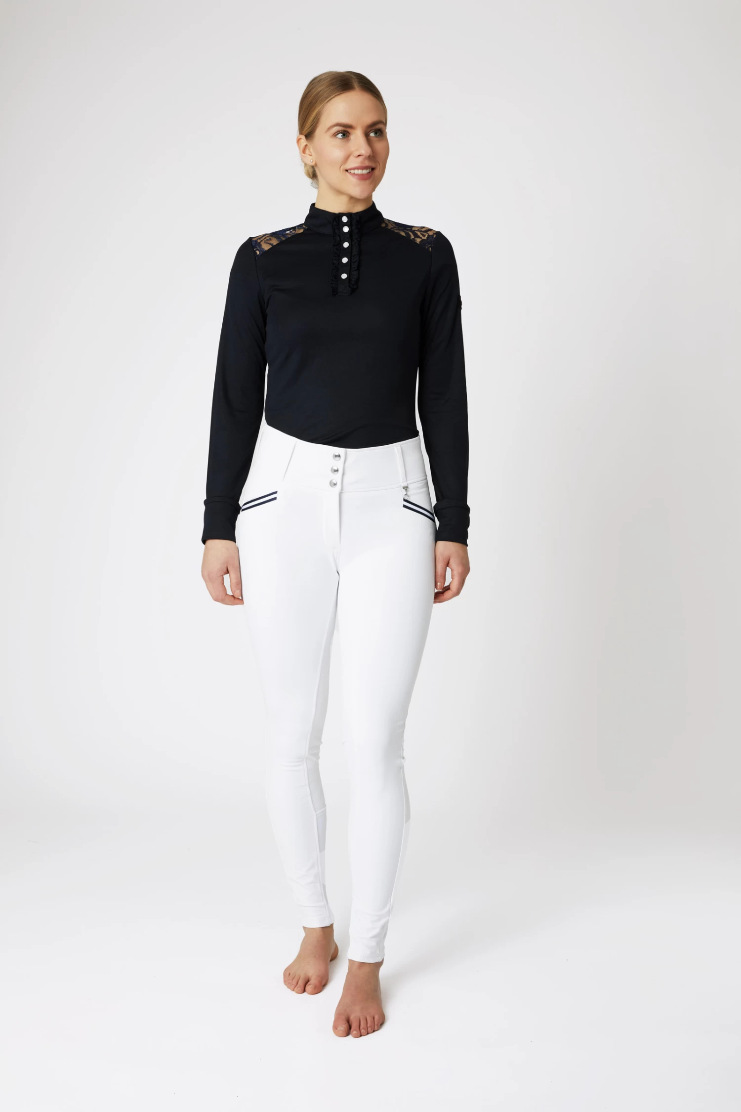 Horze Sianna Women's Show Shirt With Lace Shoulders And Long Sleeves 6 Horze Sianna Women's Show Shirt With Lace Shoulders And Long Sleeves - Image 4