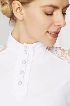 Horze Sianna Women's Show Shirt With Lace Shoulders And Long Sleeves 35 Horze Sianna Women's Show Shirt With Lace Shoulders And Long Sleeves -Sports - Equestrian Riding Shop 33560 wh 07