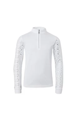 Horze Fia Kids Training/Show Shirt With Long Sleeves -Sports - Equestrian Riding Shop 33598 WH 1