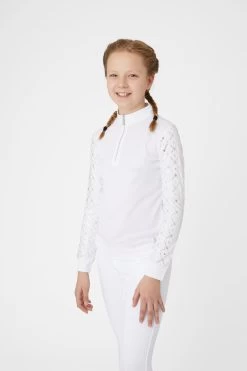 Horze Fia Kids Training/Show Shirt With Long Sleeves -Sports - Equestrian Riding Shop 33598 WH 2