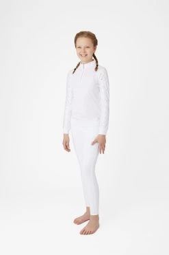 Horze Fia Kids Training/Show Shirt With Long Sleeves -Sports - Equestrian Riding Shop 33598 WH 3