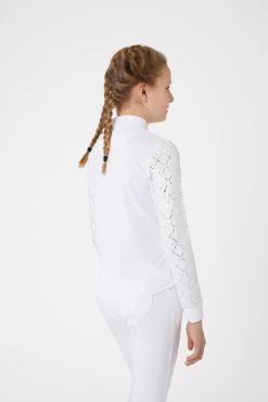 Horze Fia Kids Training/Show Shirt With Long Sleeves -Sports - Equestrian Riding Shop 33598 WH 4