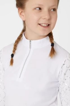 Horze Fia Kids Training/Show Shirt With Long Sleeves -Sports - Equestrian Riding Shop 33598 WH 5