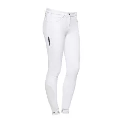 Cavalleria Toscana Women's Knee Grip Breeches Perforated Logo Tape -Sports - Equestrian Riding Shop 336840 WH 1