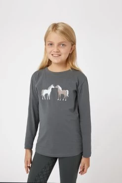 Horze Leighton Teens Long Sleeve Shirt With Print -Sports - Equestrian Riding Shop 33723 udgr 02