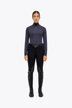 Cavalleria Toscana Mini CT Flock Print Women's Tech Wool Half Zip Turtleneck -Sports - Equestrian Riding Shop 341453 DB 1