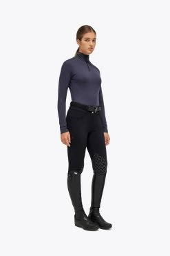 Cavalleria Toscana Mini CT Flock Print Women's Tech Wool Half Zip Turtleneck -Sports - Equestrian Riding Shop 341453 DB 2