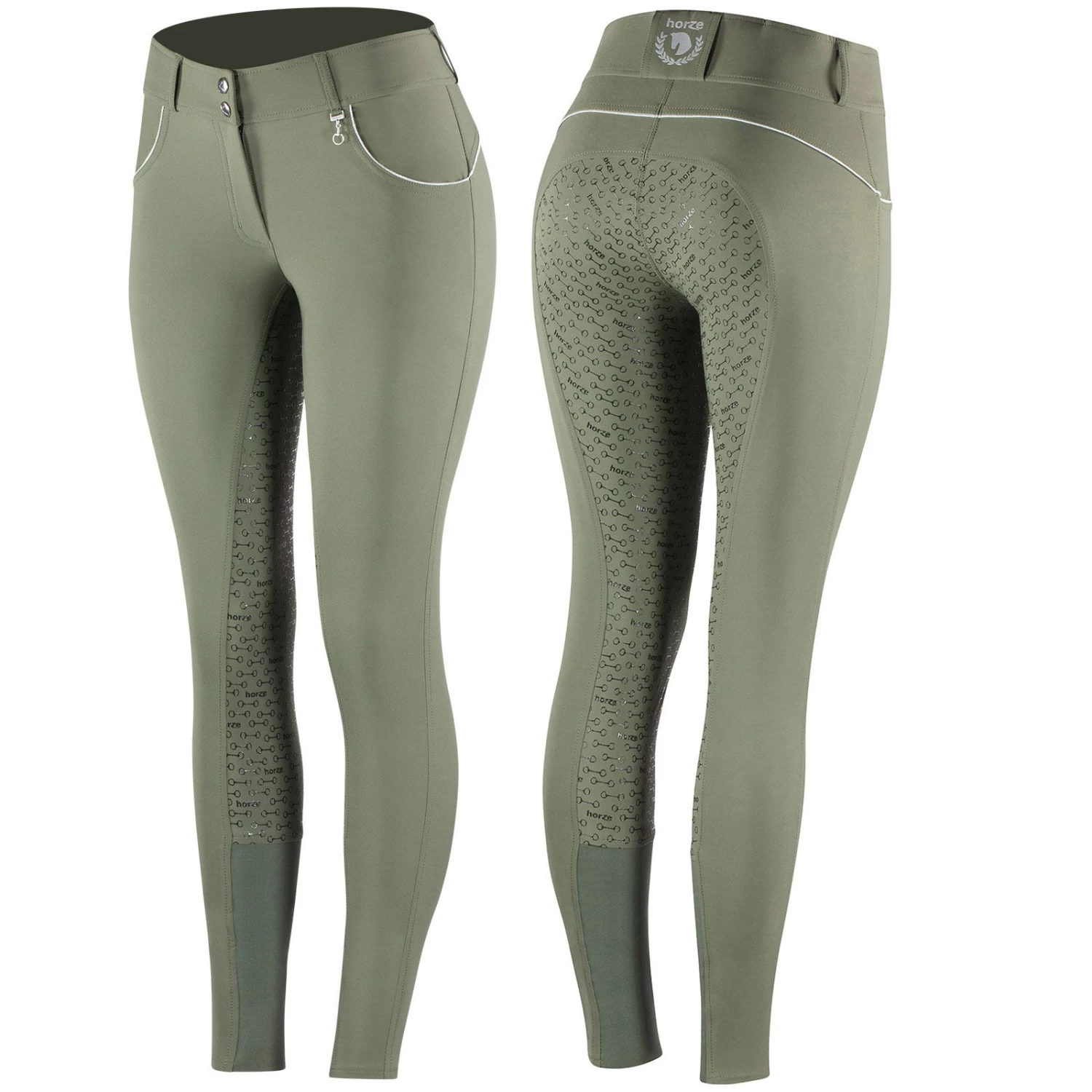 Horze Aubrey Women's High Waist Breeches With Silicone Full Seat 3 Horze Aubrey Women's High Waist Breeches With Silicone Full Seat
