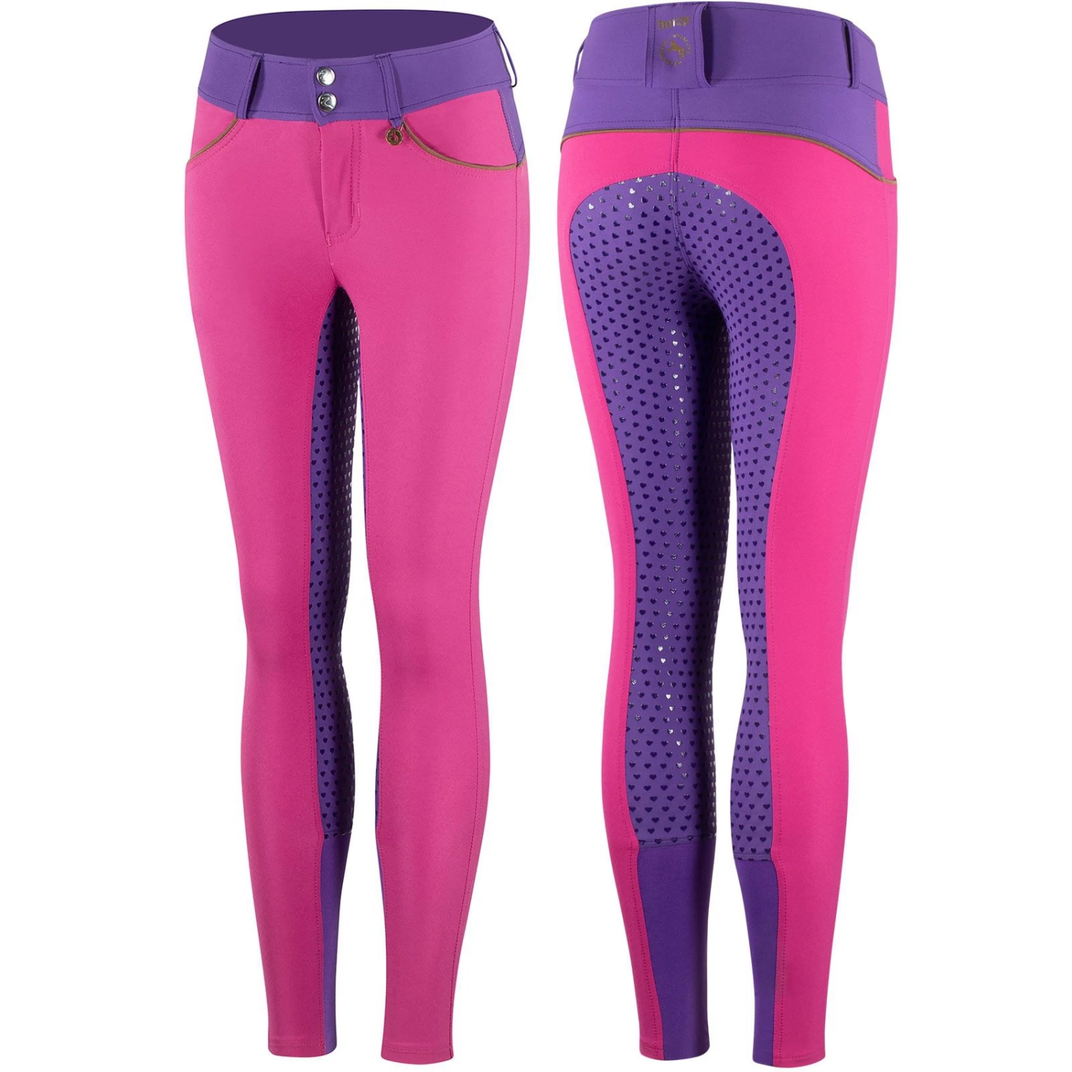 Horze Aubrey Kid's High Waist Breeches With Silicone Full Seat 4 Horze Aubrey Kid's High Waist Breeches With Silicone Full Seat - Image 2