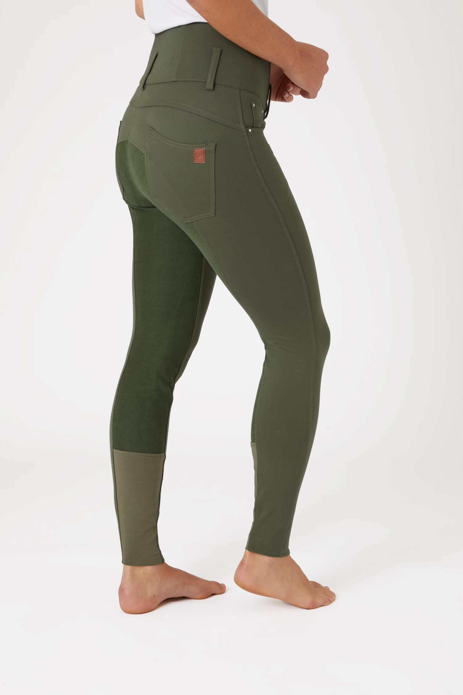 Horze Tara Women's High Waist Breeches With Leather Full Seat 14 Horze Tara Women's High Waist Breeches With Leather Full Seat - Image 12