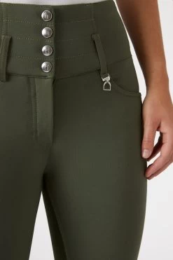 Horze Tara Women's High Waist Breeches With Leather Full Seat 36 Horze Tara Women's High Waist Breeches With Leather Full Seat -Sports - Equestrian Riding Shop 36093 BKGR 5