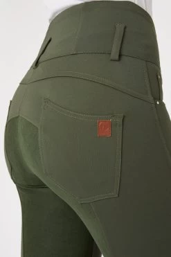 Horze Tara Women's High Waist Breeches With Leather Full Seat 37 Horze Tara Women's High Waist Breeches With Leather Full Seat -Sports - Equestrian Riding Shop 36093 BKGR 6