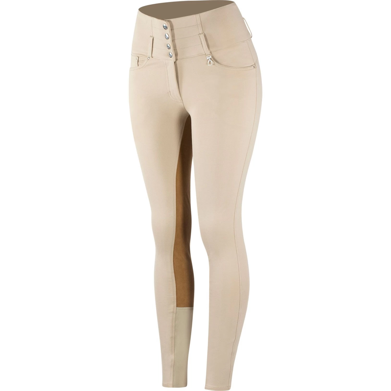Horze Tara Women's High Waist Breeches With Leather Full Seat 4 Horze Tara Women's High Waist Breeches With Leather Full Seat - Image 2