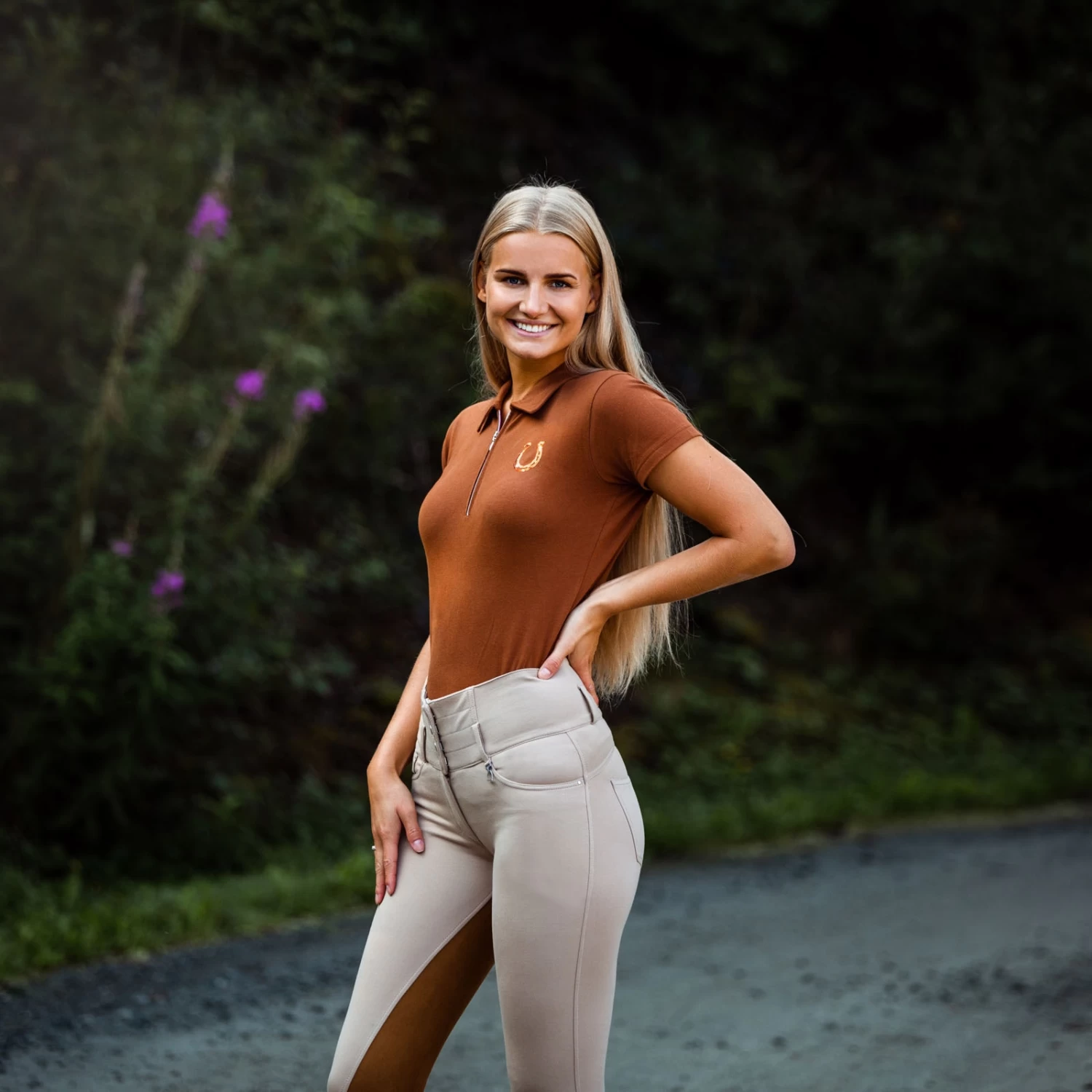 Horze Tara Women's High Waist Breeches With Leather Full Seat 6 Horze Tara Women's High Waist Breeches With Leather Full Seat - Image 4