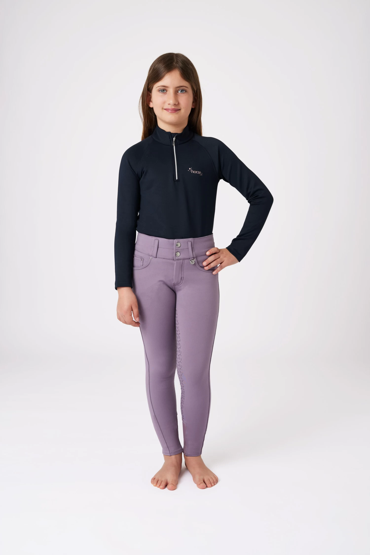 Horze Tara Kids' Full Seat Breeches With High Waist 5 Horze Tara Kids' Full Seat Breeches With High Waist - Image 3