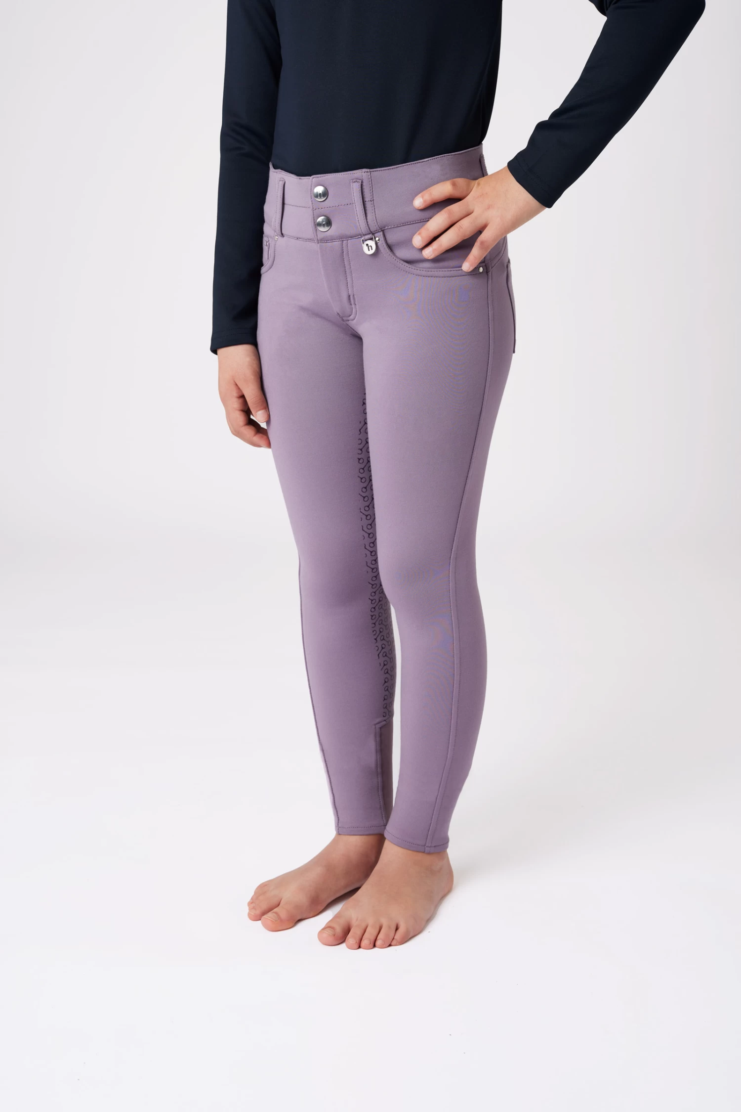 Horze Tara Kids' Full Seat Breeches With High Waist 6 Horze Tara Kids' Full Seat Breeches With High Waist - Image 4