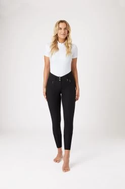 Horze Angelina Women's Lightweight Stretch Leather Knee Patch Breeches -Sports - Equestrian Riding Shop 36618 BL 3