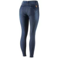 Horze Kaia Women's High Waist Denim Silicone Full Seat Breeches -Sports - Equestrian Riding Shop 36656 DB 3