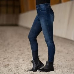Horze Kaia Women's High Waist Denim Silicone Full Seat Breeches -Sports - Equestrian Riding Shop 36656 DB 6