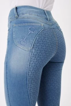 Horze Kaia Women's High Waist Denim Silicone Full Seat Breeches -Sports - Equestrian Riding Shop 36656 ldb 06