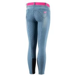 Horze Poppy Kids Denim Silicone Full Seat Breeches -Sports - Equestrian Riding Shop 36657 LDB FDPI 3