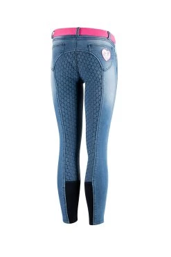 Horze Poppy Kids Denim Silicone Full Seat Breeches -Sports - Equestrian Riding Shop 36657 ldb 01