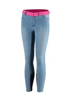 Horze Poppy Kids Denim Silicone Full Seat Breeches -Sports - Equestrian Riding Shop 36657 ldb 02