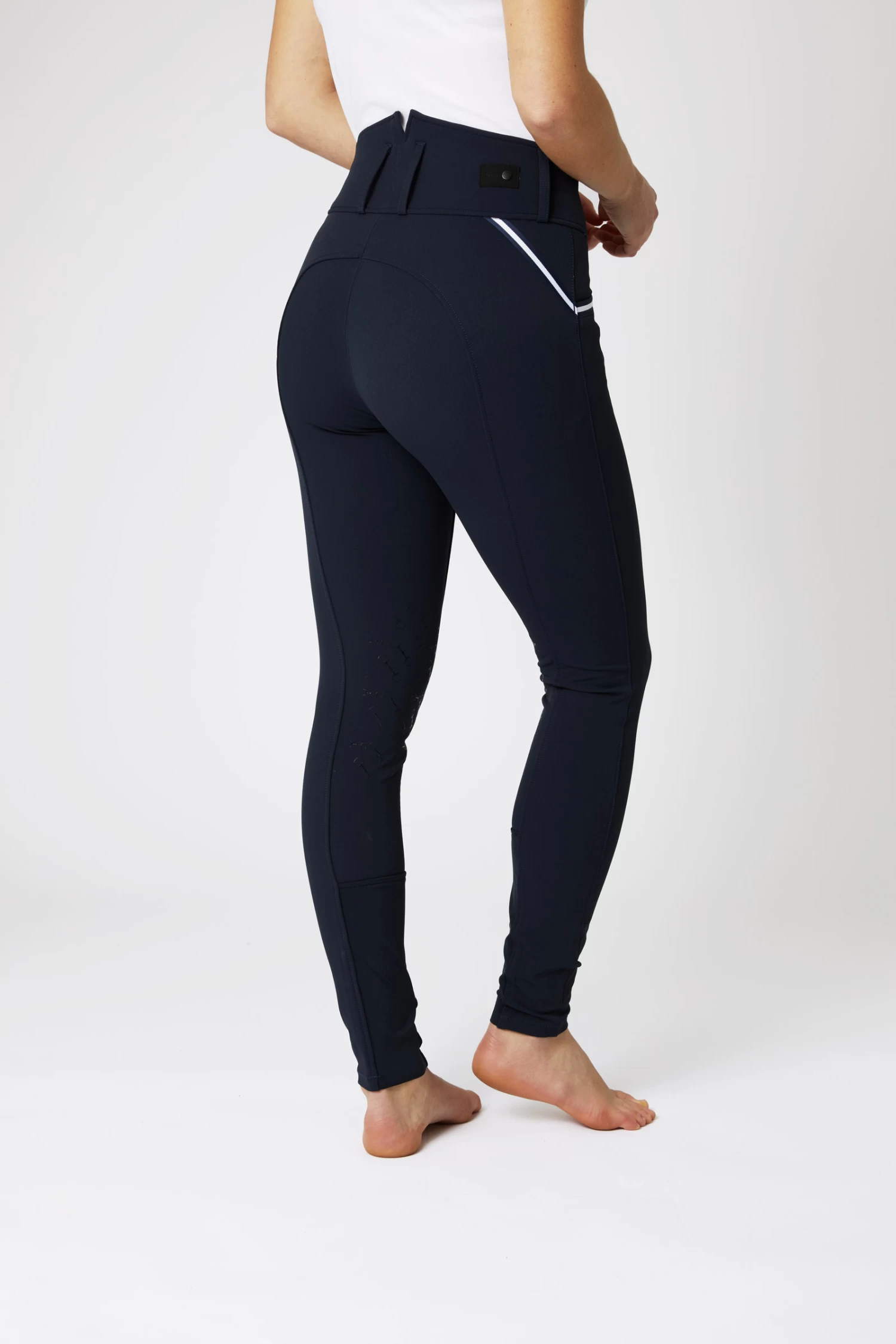 Horze Della High Waist Silicone Knee Patch Breeches With Piping For Woman 4 Horze Della High Waist Silicone Knee Patch Breeches With Piping For Woman - Image 2