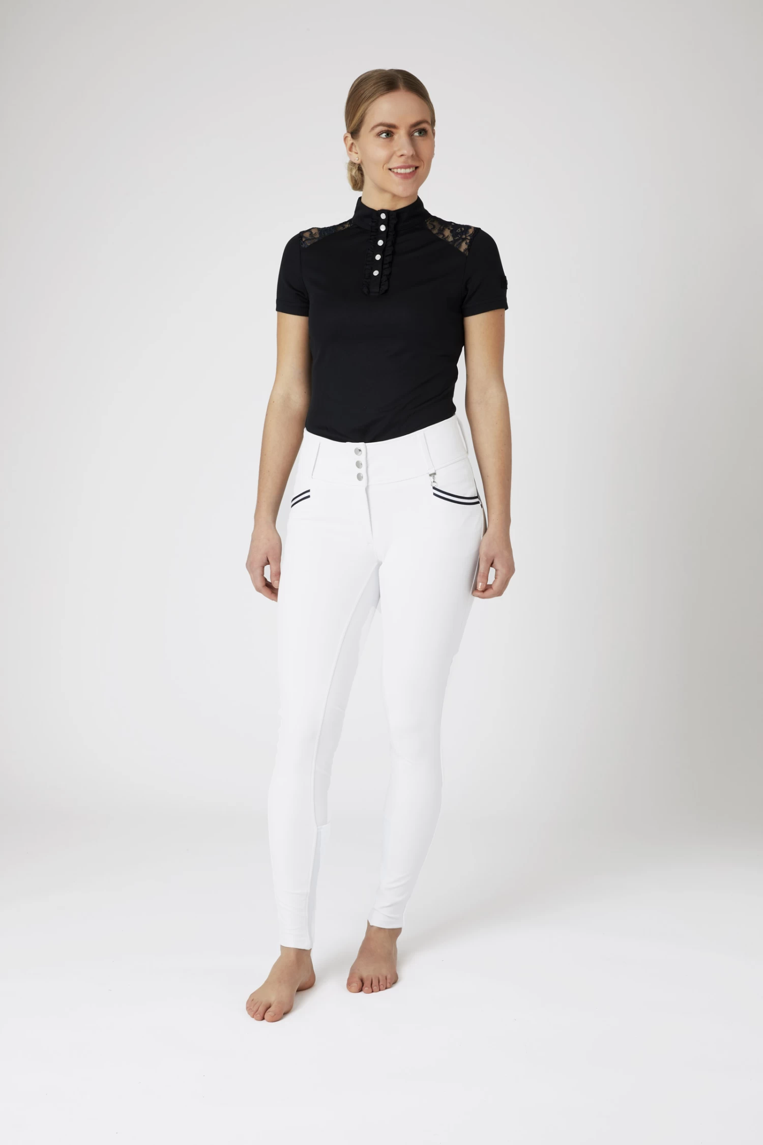 Horze Della High Waist Silicone Knee Patch Breeches With Piping For Woman 12 Horze Della High Waist Silicone Knee Patch Breeches With Piping For Woman - Image 10