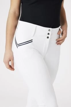 Horze Della High Waist Silicone Knee Patch Breeches With Piping For Woman 27 Horze Della High Waist Silicone Knee Patch Breeches With Piping For Woman -Sports - Equestrian Riding Shop 36691 WH 5