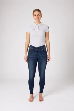 Horze Cecilia Women's Denim Silicone Full Seat Breeches With Back Detail -Sports - Equestrian Riding Shop 36696 DNB 3