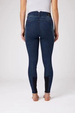 Horze Cecilia Women's Denim Silicone Full Seat Breeches With Back Detail -Sports - Equestrian Riding Shop 36696 DNB 4