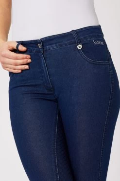 Horze Delia Women's Denim Silicone Full Seat Breeches -Sports - Equestrian Riding Shop 36697 DNB 5