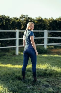 Horze Delia Women's Denim Silicone Full Seat Breeches -Sports - Equestrian Riding Shop 36697 DNB 9