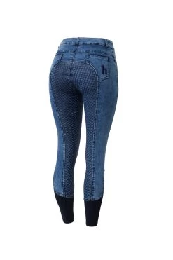 Horze Delia Women's Denim Silicone Full Seat Breeches -Sports - Equestrian Riding Shop 36697 LDB 1