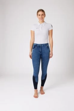 Horze Delia Women's Denim Silicone Full Seat Breeches -Sports - Equestrian Riding Shop 36697 LDB 3