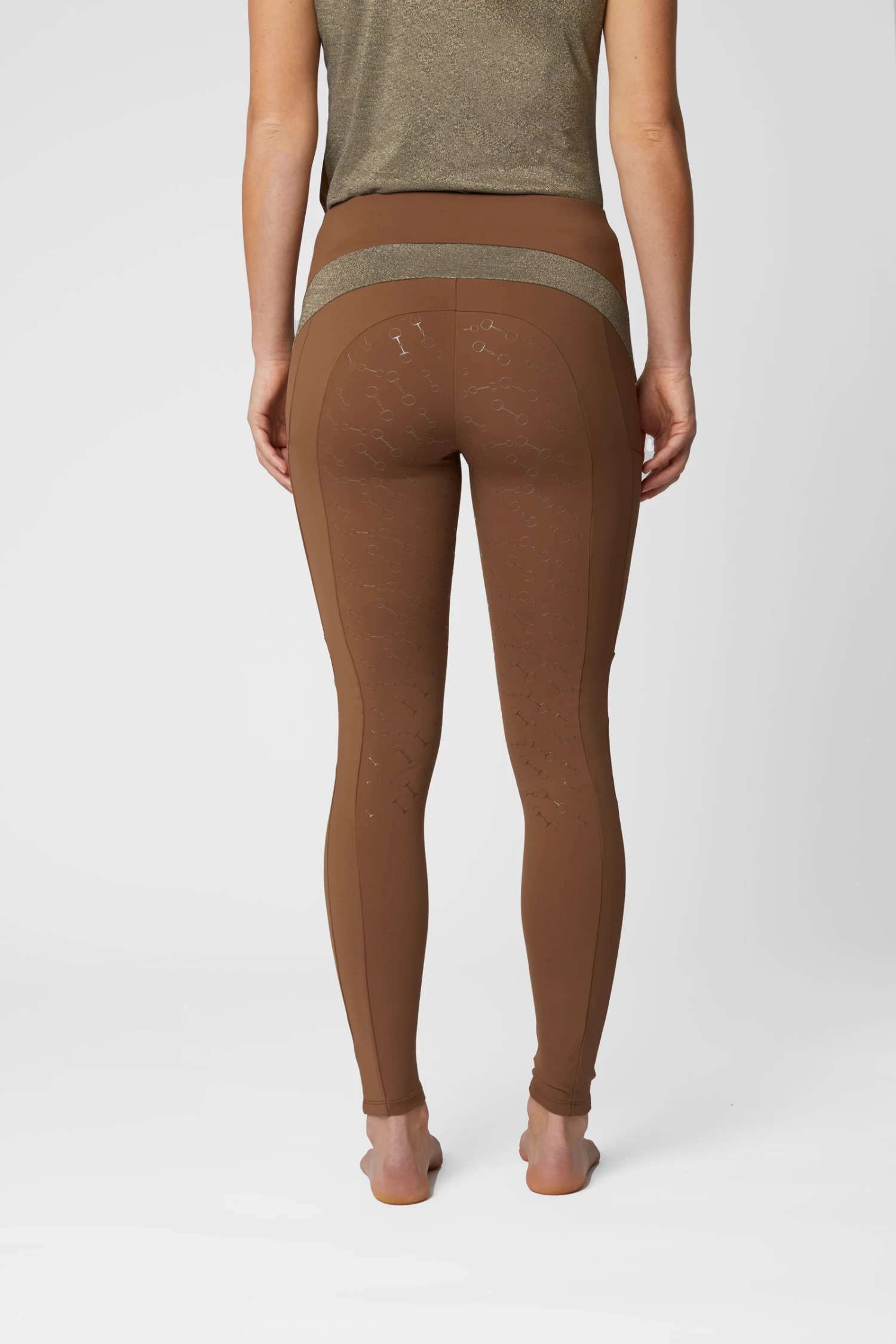 Horze Sagira Women's Silicone Full Seat Riding Tights With Gold Detail 6 Horze Sagira Women's Silicone Full Seat Riding Tights With Gold Detail - Image 4