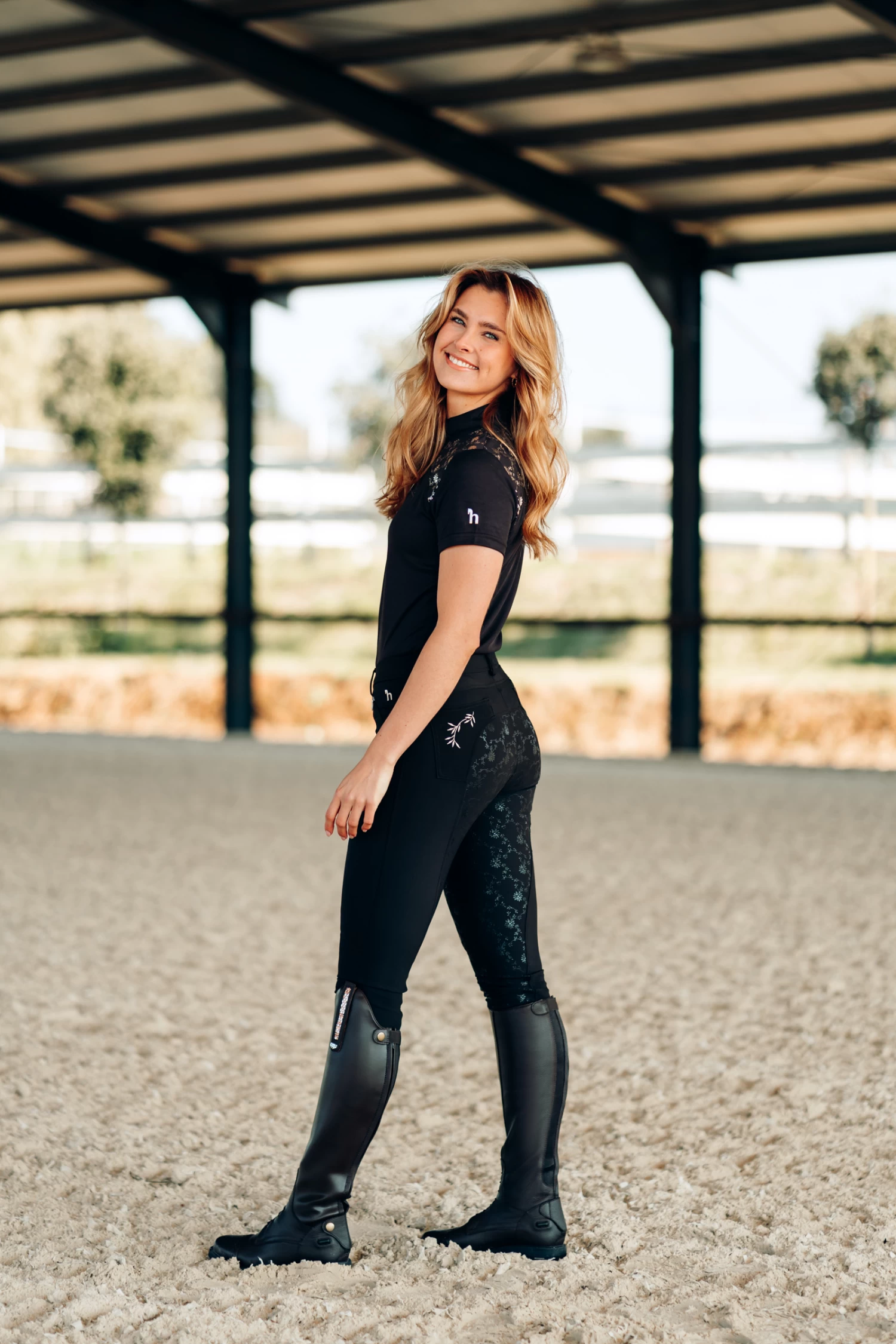 Horze Kaitlin Women's Full Seat Breeches With Flower Detail 9 Horze Kaitlin Women's Full Seat Breeches With Flower Detail - Image 7