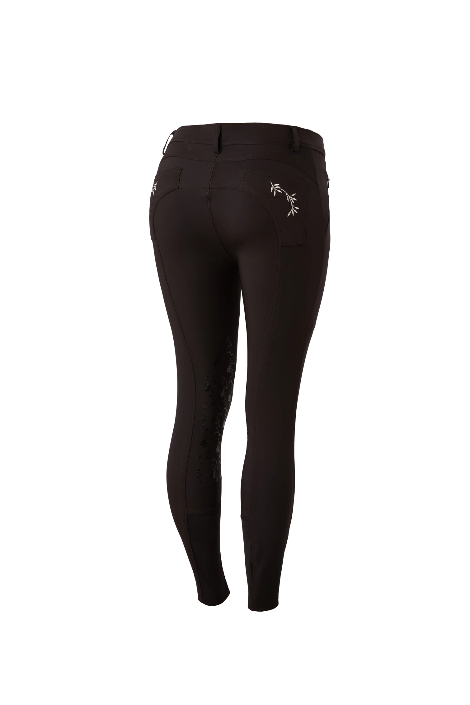 Horze Kaitlin Women's Knee Patch Breeches With Flower Detail 3 Horze Kaitlin Women's Knee Patch Breeches With Flower Detail