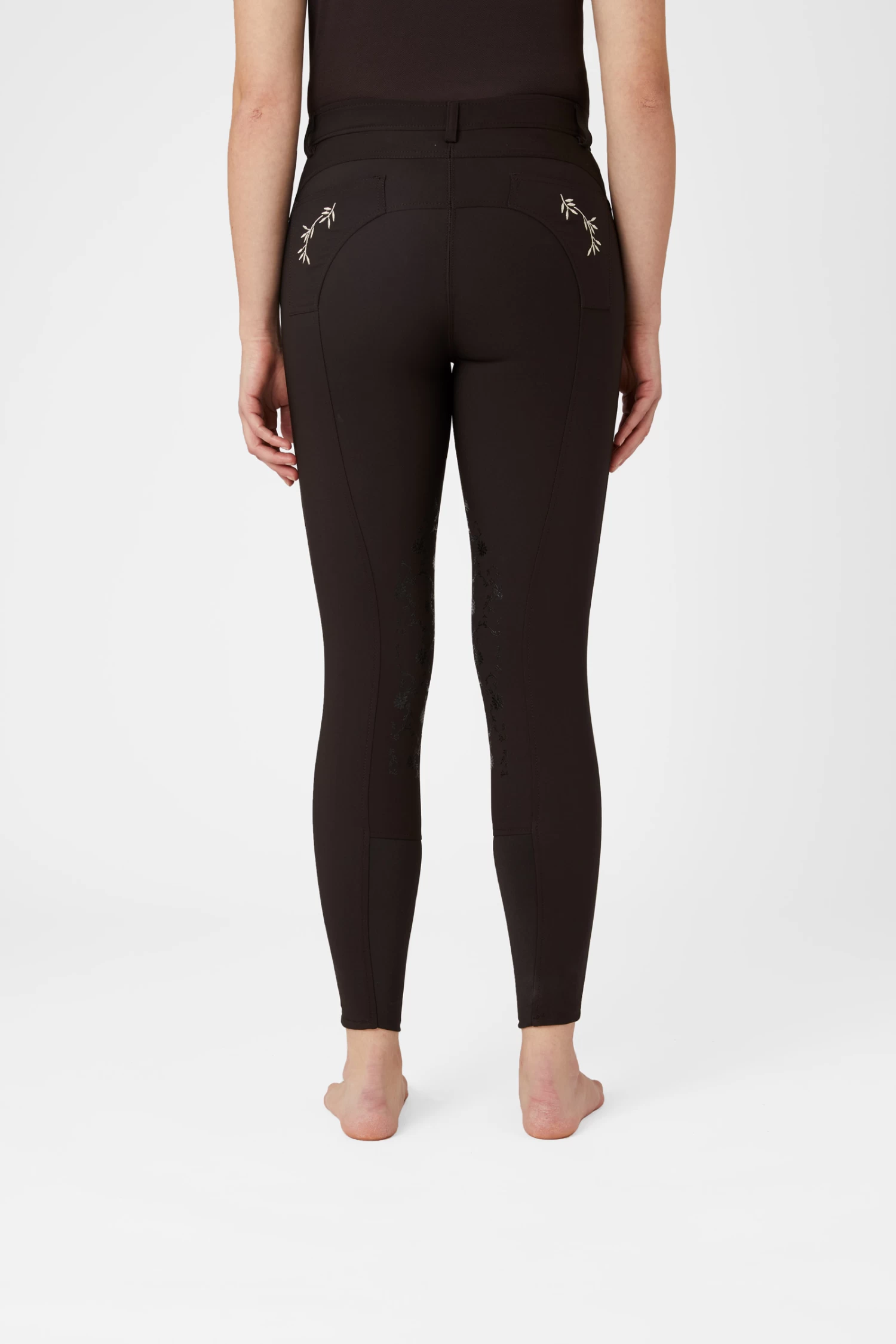 Horze Kaitlin Women's Knee Patch Breeches With Flower Detail 6 Horze Kaitlin Women's Knee Patch Breeches With Flower Detail - Image 4