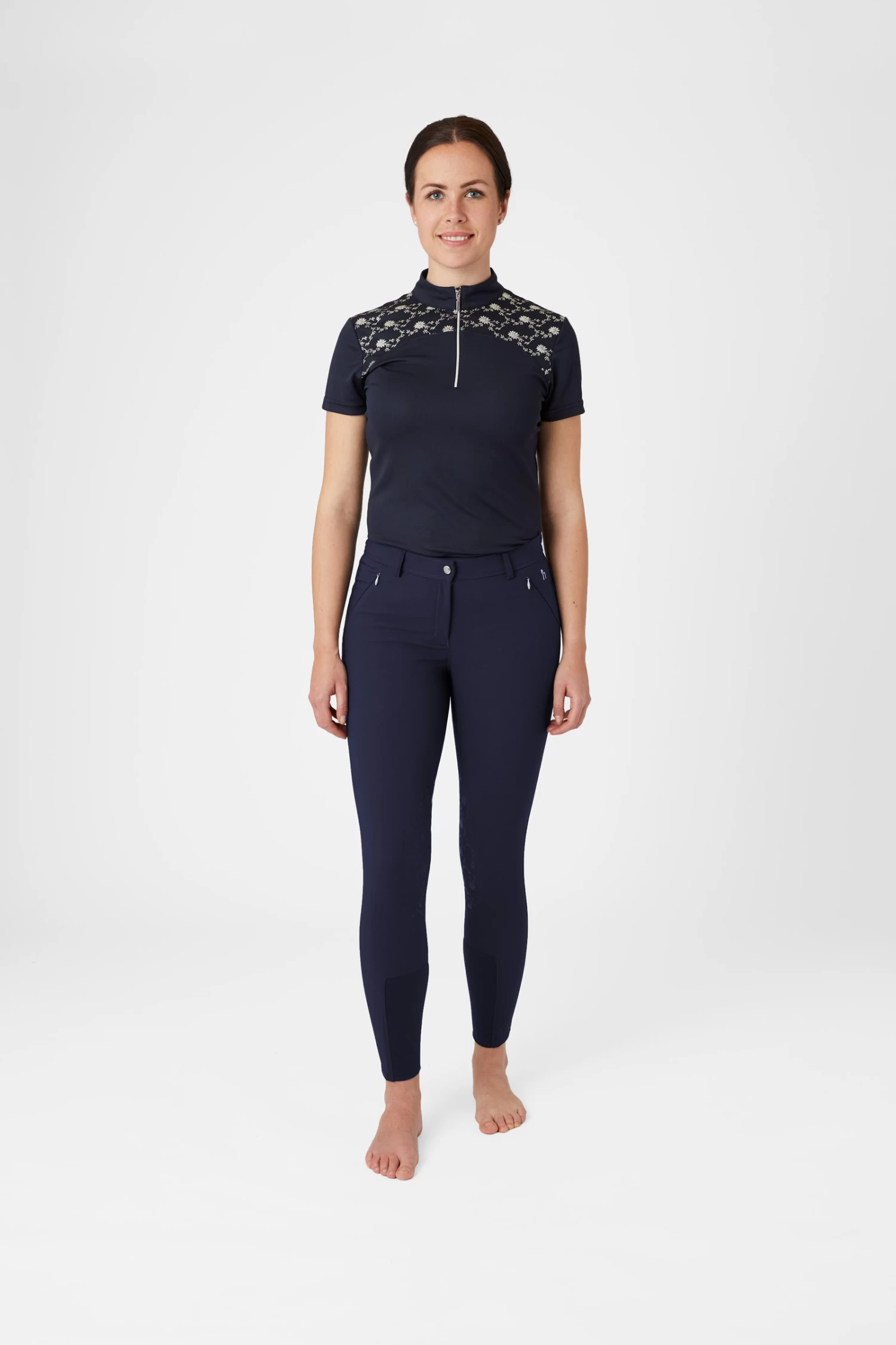 Horze Kaitlin Women's Knee Patch Breeches With Flower Detail 19 Horze Kaitlin Women's Knee Patch Breeches With Flower Detail - Image 17