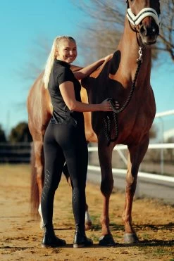 Horze Nadia Women's Silicone Knee Patch Riding Tights With 4-Pockets -Sports - Equestrian Riding Shop 36724 BL 7