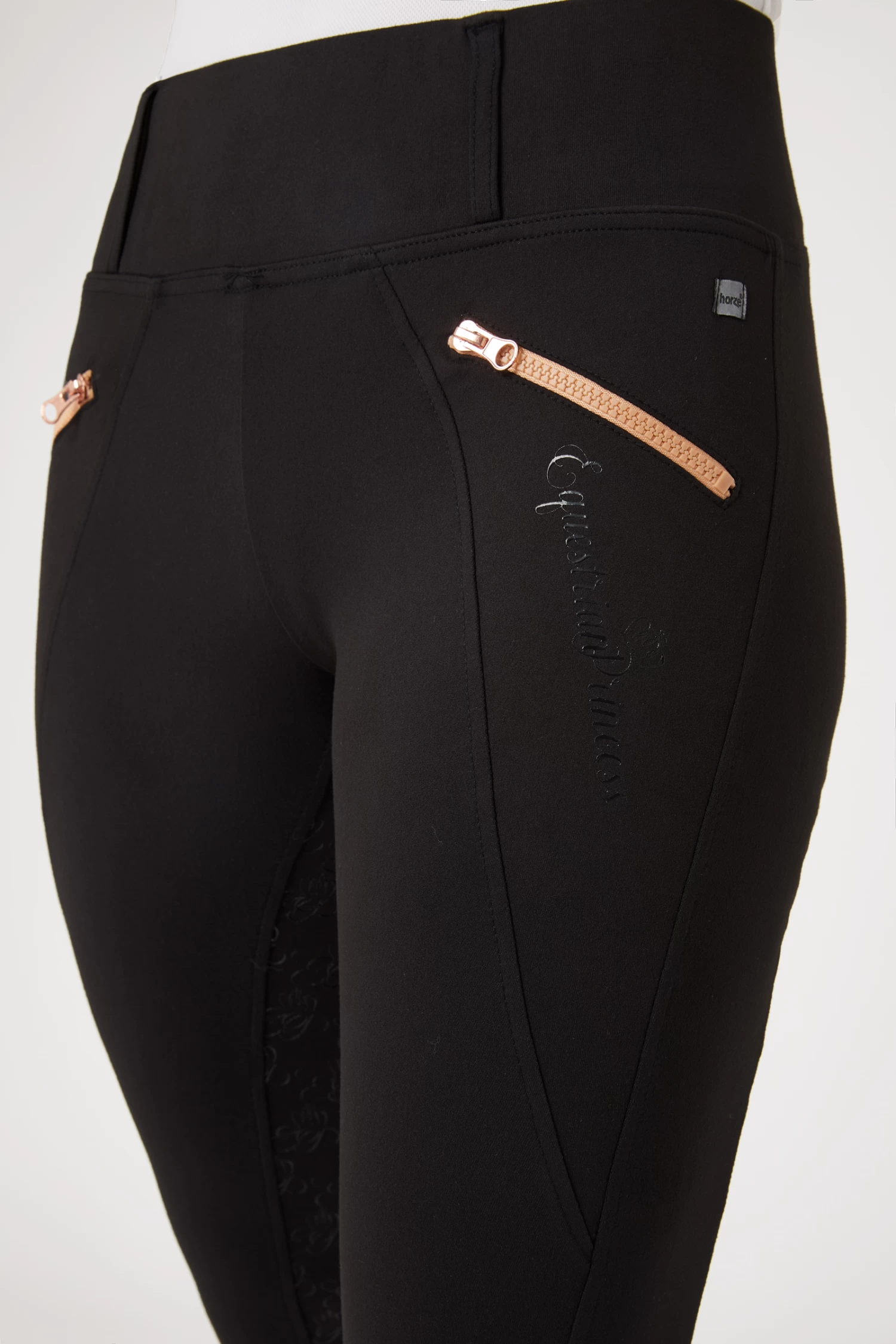 Horze Women's Full Seat Tights With Rosegold Zipper 7 Horze Women's Full Seat Tights With Rosegold Zipper - Image 5