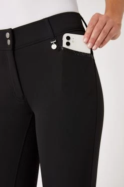 Horze Women's Silicone Full Seat Breeches With High Waist And Crystal Pocket -Sports - Equestrian Riding Shop 36952 BL 5