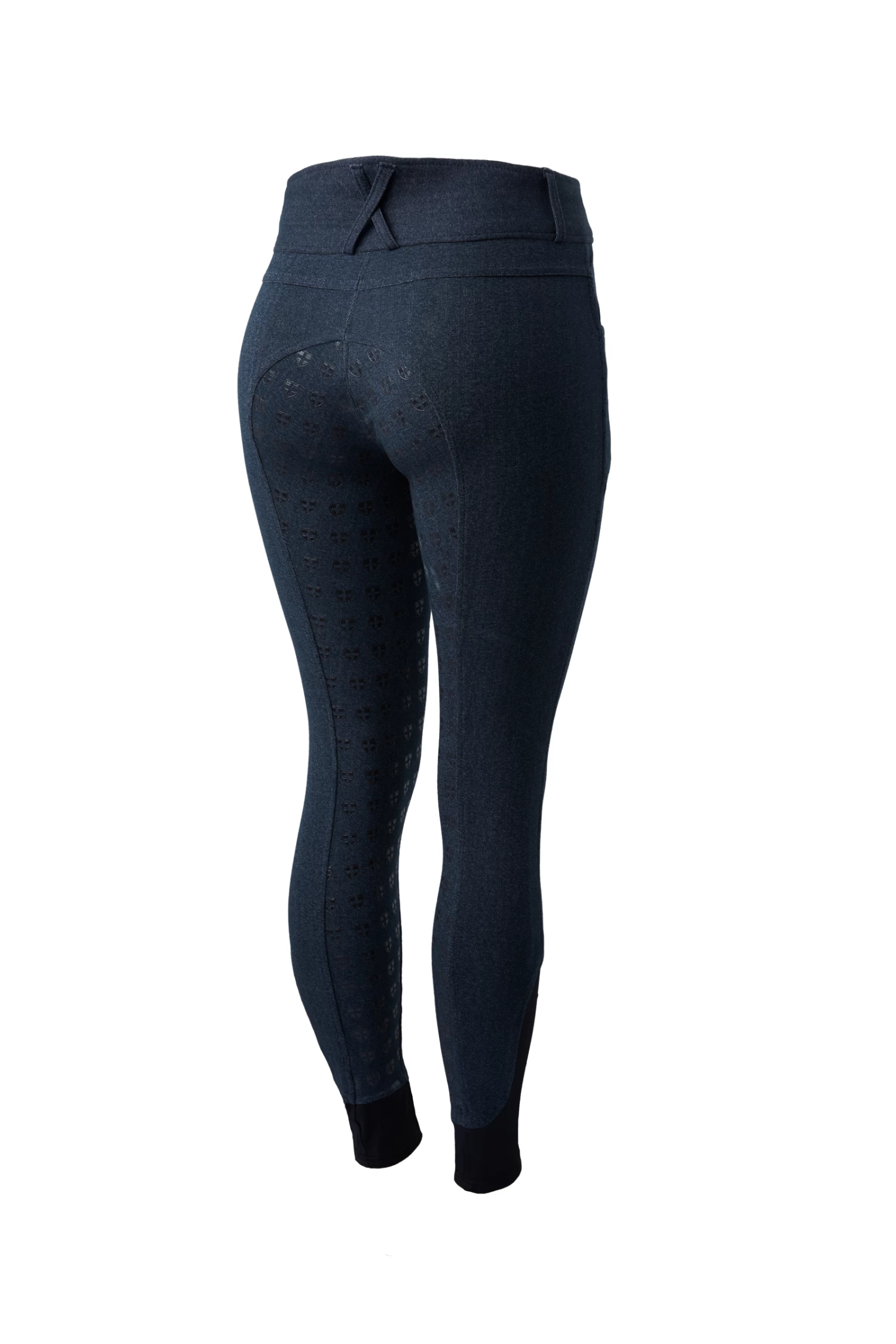 Horze Women's Denim Breeches With High Waist And Silicone Full Seat 3 Horze Women's Denim Breeches With High Waist And Silicone Full Seat